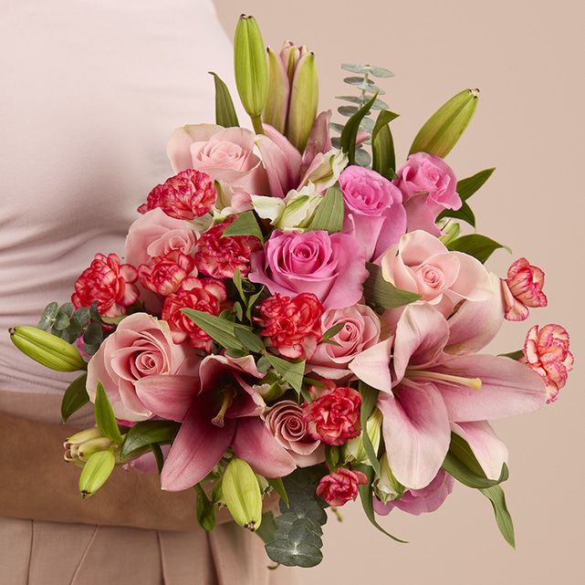 Bouquet Strawberry Sunset – Roses & Lys Roses, Ranunculus – Bouquets.ma